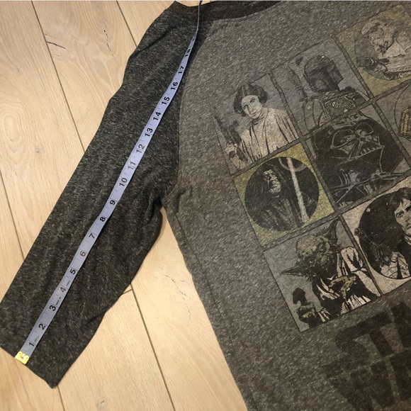 Philcos Star Wars Raglan 3/4 Long Sleeve T Shirt in Black & Gray Size L - Picture 8 of 9